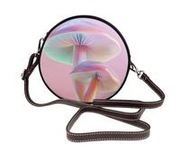 Woshuwo Sac à bandoulière rond en cuir motif champignons de la paix, couleur arc-en-ciel pastel irisé pour femme