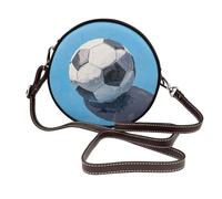 Woshuwo Sac à bandoulière rond en cuir pour femme Motif football anglais Noir et blanc