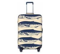 Woshuwo Sardines Side by Side, on a Cream Elastic Travel Bagages Covers Dustproof Scratch Protective Valise Protector Fit 55,9 cm à 61 cm