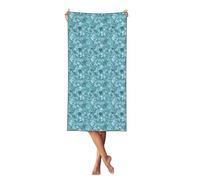 Woshuwo Serviette de plage en marbre turquoise quartz 69 x 140 cm Serviette de plage légère à séchage rapide Couverture pour les vacances