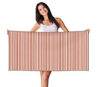Woshuwo Serviette de plage légère à rayures oranges pour matelas - 69,5 x 140,7 cm - Séchage rapide - Pour les vacances