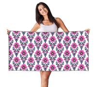 Woshuwo Serviette de plage traditionnelle à motif pensées rose fluo 69,5 x 140,7 cm Serviette de plage légère à séchage rapide pour les vacances