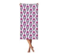 Woshuwo Serviette de plage traditionnelle à motif pensées rose fluo 69,5 x 140,7 cm Serviette de plage légère à séchage rapide pour les vacances