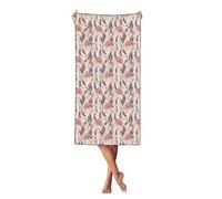 Woshuwo Serviette de plage violette lavande et feuilles, 69,5 x 140,7 cm, légère, séchage rapide, couverture pour les vacances