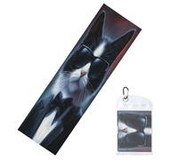 Woshuwo Serviette de refroidissement pour le cou et le visage - Motif chat portant des lunettes de soleil noires - 101,6 x 30,5 cm - Serviette douce et respirante pour le sport, le yoga, le golf, la