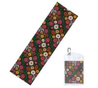 Woshuwo Serviettes rafraîchissantes pour le cou et le visage Motif art populaire Blanc Fleurs rouges 101,6 x 30,5 cm Serviette douce et respirante pour le sport, le yoga, le golf, la salle de sport