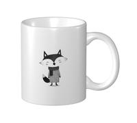 Woshuwo Simple Fox Tasse en céramique noire et blanche, tasse à café élégante pour la maison et le bureau, 325 ml