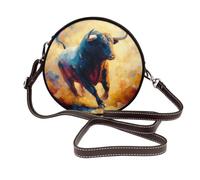 Woshuwo Spanish Bull Sac à bandoulière rond en cuir pour femme