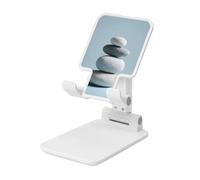 Woshuwo Support de téléphone portable minimaliste avec pierres arrondies et lisses - Angle réglable - Hauteur réglable - Compatible avec tous les smartphones - Blanc