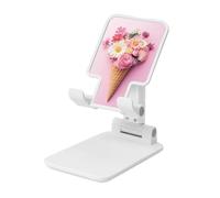 Woshuwo Support de téléphone portable minimaliste pliable en forme de cône de fleurs rose pastel, angle réglable, hauteur de bureau, support portable pour téléphone portable, compatible avec tous les
