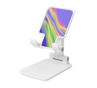 Woshuwo Support de téléphone portable pliable à motif néon abstrait coloré - Angle réglable en hauteur - Support de bureau portable compatible avec tous les smartphones - Style blanc