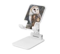 Woshuwo Support de téléphone portable pliable en forme de chouette perché sur un poteau en bois - Angle réglable en hauteur - Compatible avec tous les smartphones - Blanc