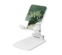 Woshuwo Support de téléphone portable pliable en forme de cloche blanche avec fleurs printanières - Angle réglable - Hauteur réglable - Compatible avec tous les smartphones - Style blanc