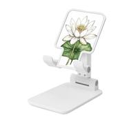 Woshuwo Support de téléphone portable pliable en forme de fleur de nénuphar - Angle réglable - Support de bureau portable compatible avec tous les smartphones - Blanc