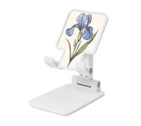 Woshuwo Support de téléphone portable pliable en forme de fleur d'iris bleu, angle réglable en hauteur, support de bureau portable compatible avec tous les smartphones, style blanc