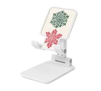 Woshuwo Support de téléphone portable pliable en forme de flocon de neige vert et rouge vintage, angle réglable, hauteur de bureau, compatible avec tous les smartphones, style blanc