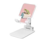 Woshuwo Support de téléphone portable pliable en forme de grenouille assise sur un savon - Angle réglable - Support de bureau portable compatible avec tous les smartphones - Blanc