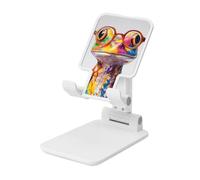 Woshuwo Support de téléphone portable pliable en forme de grenouille avec lunettes, angle réglable, hauteur de bureau, support de téléphone portable compatible avec tous les smartphones, blanc