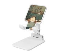 Woshuwo Support de téléphone portable pliable en forme de grenouille mignonne qui se relaxe dans une baignoire vintage - Angle réglable en hauteur - Compatible avec tous les smartphones - Blanc