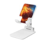 Woshuwo Support de téléphone portable pliable et abstrait Basketball In Fire - Angle réglable en hauteur - Compatible avec tous les smartphones - Blanc