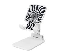 Woshuwo Support de téléphone portable pliable noir et blanc motif spirale circulaire abstrait réglable en hauteur pour bureau compatible avec tous les smartphones Blanc