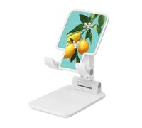 Woshuwo Support de téléphone portable pliable vert avec 3 citrons sur un arbre, angle réglable, support de bureau portable compatible avec tous les smartphones, style blanc