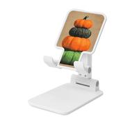 Woshuwo Support de téléphone portable pliable vintage en forme de citrouille orange vert bande dessinée réglable en hauteur pour bureau portable compatible avec tous les smartphones Blanc