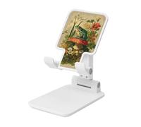 Woshuwo Support de téléphone portable pliable vintage en forme de grenouille sur champignon - Angle réglable en hauteur - Compatible avec tous les smartphones - Blanc