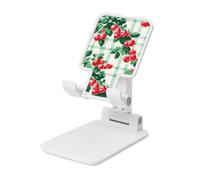 Woshuwo Support de téléphone portable vintage avec petits baies rouges sur vert, angle réglable, hauteur réglable, support de téléphone portable compatible avec tous les smartphones, style blanc