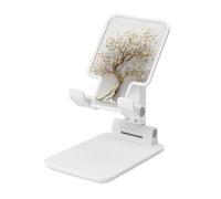 Woshuwo Support pliable pour téléphone portable 3D texturé en forme d'arbre blanc et doré - Angle réglable - Hauteur réglable - Compatible avec tous les smartphones - Style blanc