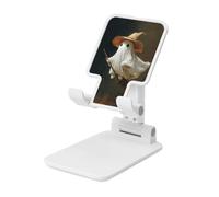 Woshuwo Support pliable pour téléphone portable avec chapeau de sorcière, fantôme volant sur balai, angle réglable, hauteur réglable, support de téléphone portable compatible avec tous les smartphones