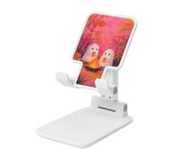 Woshuwo Support pliable pour téléphone portable avec deux jolis fantômes blancs dans les bois - Angle réglable - Support de bureau portable compatible avec tous les smartphones - Style blanc