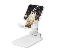 Woshuwo Support pliable pour téléphone portable - Chapeau de sorcière fantôme - Marguerites - Angle réglable - Hauteur réglable - Compatible avec tous les smartphones - Blanc