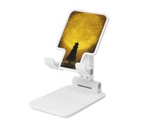 Woshuwo Support pliable pour téléphone portable Full Moon Night Witch Walking Old Road - Angle réglable en hauteur - Compatible avec tous les smartphones - Blanc