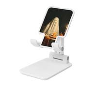 Woshuwo Support pliable pour téléphone portable Ghost Sits At The Table - Angle réglable en hauteur - Support de bureau portable compatible avec tous les smartphones - Blanc