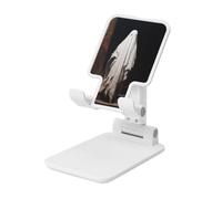 Woshuwo Support pliable pour téléphone portable Ghost Stands At The Top Of Stairs - Angle réglable - Support de bureau portable pour téléphone portable compatible avec tous les smartphones - Blanc