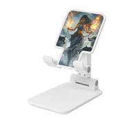 Woshuwo Support pliable pour téléphone portable Goddess And Three Wolves - Angle réglable en hauteur - Support de bureau portable compatible avec tous les smartphones - Blanc