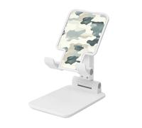 Woshuwo Support pliable pour téléphone portable - Motif camouflage neige - Gris crème - Bleu pâle - Angle réglable - Hauteur réglable - Compatible avec tous les smartphones - Blanc