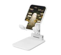 Woshuwo Support pliable pour téléphone portable - Motif fantôme dans un champ de fleurs blanches - Angle réglable - Hauteur réglable - Compatible avec tous les smartphones - Style blanc