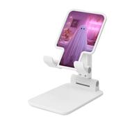 Woshuwo Support pliable pour téléphone portable - Motif fantôme mignon flottant dans la baignoire - Angle réglable en hauteur - Compatible avec tous les smartphones - Blanc