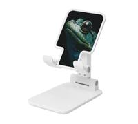 Woshuwo Support pliable pour téléphone portable portrait d'une grenouille - Angle réglable - Hauteur réglable - Support de bureau portable compatible avec tous les smartphones - Blanc