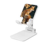 Woshuwo Support pliable pour téléphone portable Two Foxes In The Forest - Angle réglable en hauteur - Support de bureau portable compatible avec tous les smartphones - Blanc