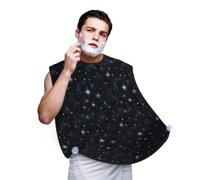 Woshuwo Tablier à barbe avec étoiles argentées métallisées | Chiffon de toilettage anti-adhésif imperméable pour homme