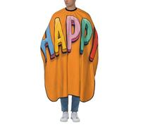Woshuwo Tablier de coupe de cheveux avec inscription « Happy In Colorful Letters on Orange » pour adulte