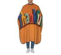 Woshuwo Tablier de coupe de cheveux avec inscription « Thank ful In Colorful Letters on Orange » pour adulte