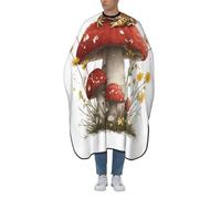 Woshuwo Tablier de coupe de cheveux en forme de crapaud marron sur champignon rouge pour adulte