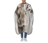 Woshuwo Tablier de coupe de cheveux Happy Easter mignon lapin marron beige rayures salon barbier tablier pour adulte