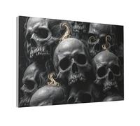 Woshuwo Tas de crânes sur toile - Art mural esthétique - Impression sur toile - Pour dortoir et salon - 30 x 45 cm - Encadré