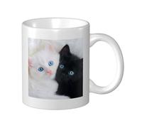 Woshuwo Tasse à café élégante en céramique avec deux adorables chatons pour la maison et le bureau 325 ml