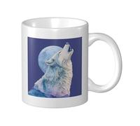 Woshuwo Tasse à café élégante en céramique avec loup blanc hurlant pour la maison et le bureau 325 ml